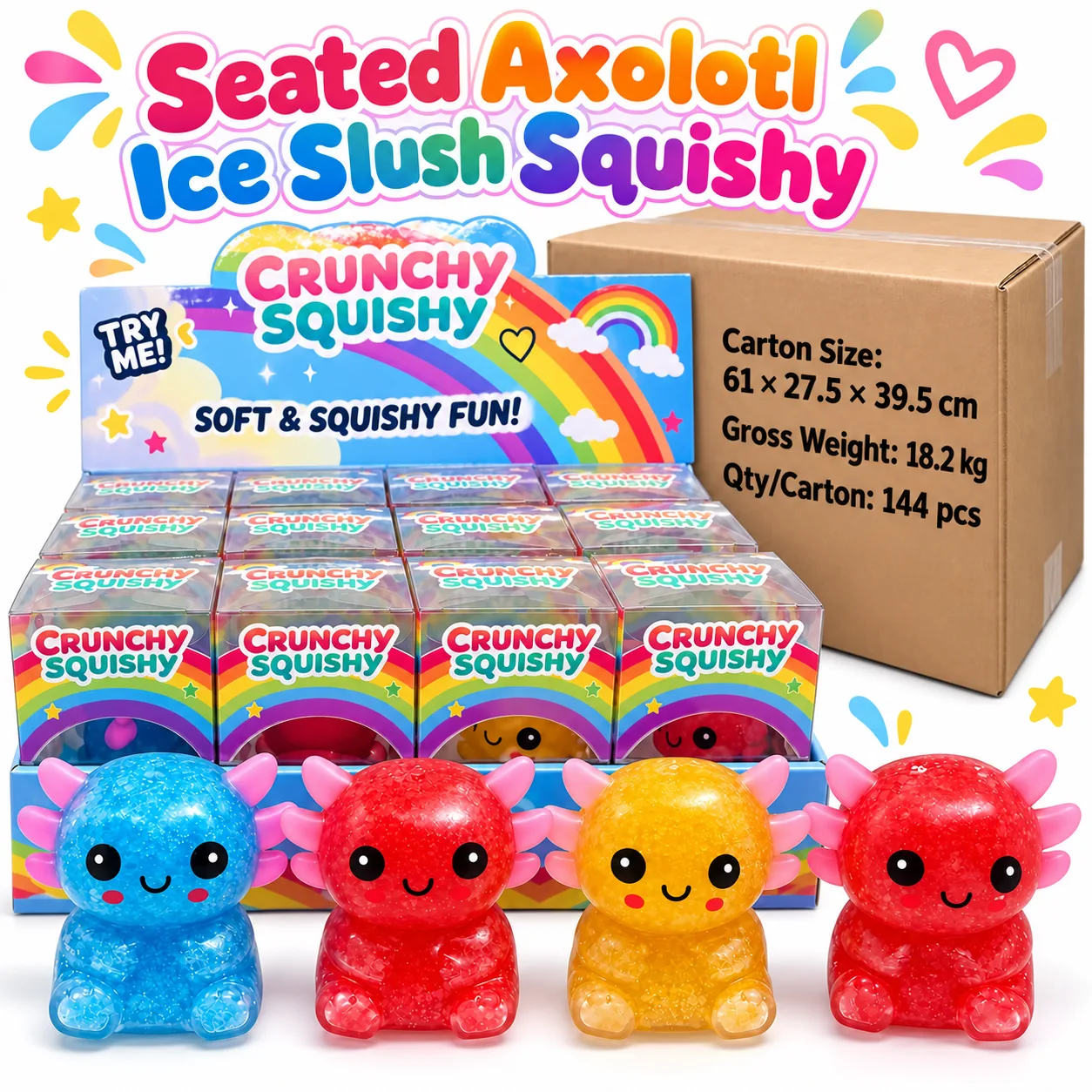 Seated Axolotl Ice Slush Squishy Toy Moldable Stress Relief Fidget Toy Wholesale Squishy Toy 5