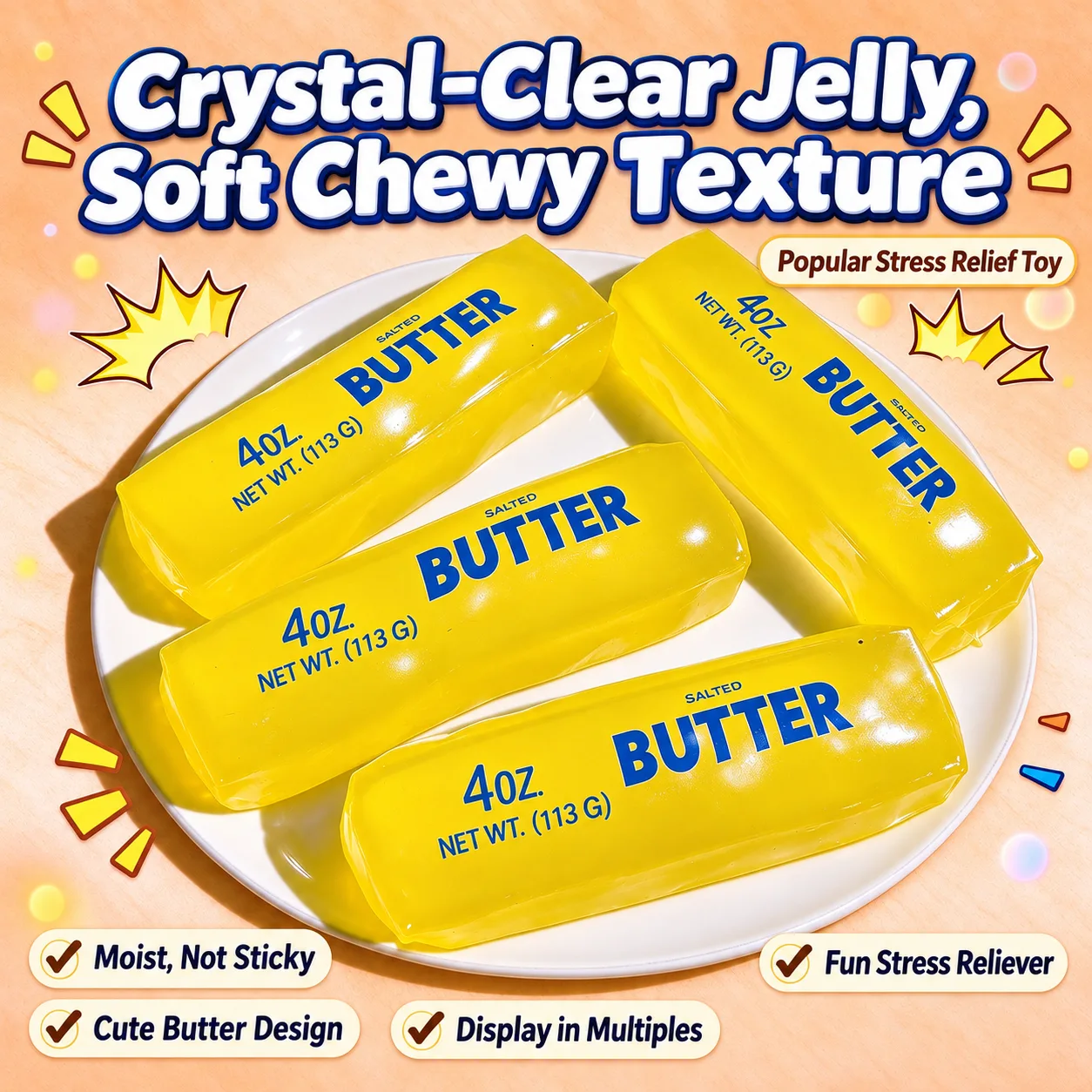 Jumbo Butter Stick Squishy Toy Clear Gel Stress Relief Toy Wholesale Squishy Toy 4