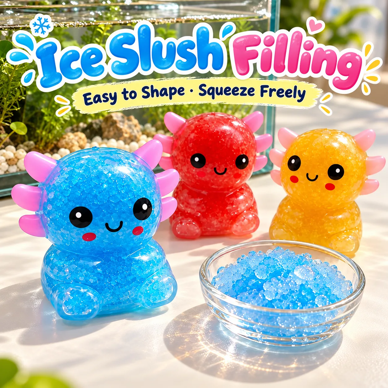 Seated Axolotl Ice Slush Squishy Toy Moldable Stress Relief Fidget Toy Wholesale Squishy Toy 2