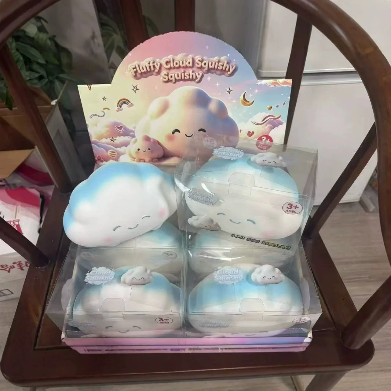 Kawaii Blue and White Cloud Squishy Stress Relief Toy Soft TPR Squeeze Toy Wholesale Squishy Toy 2