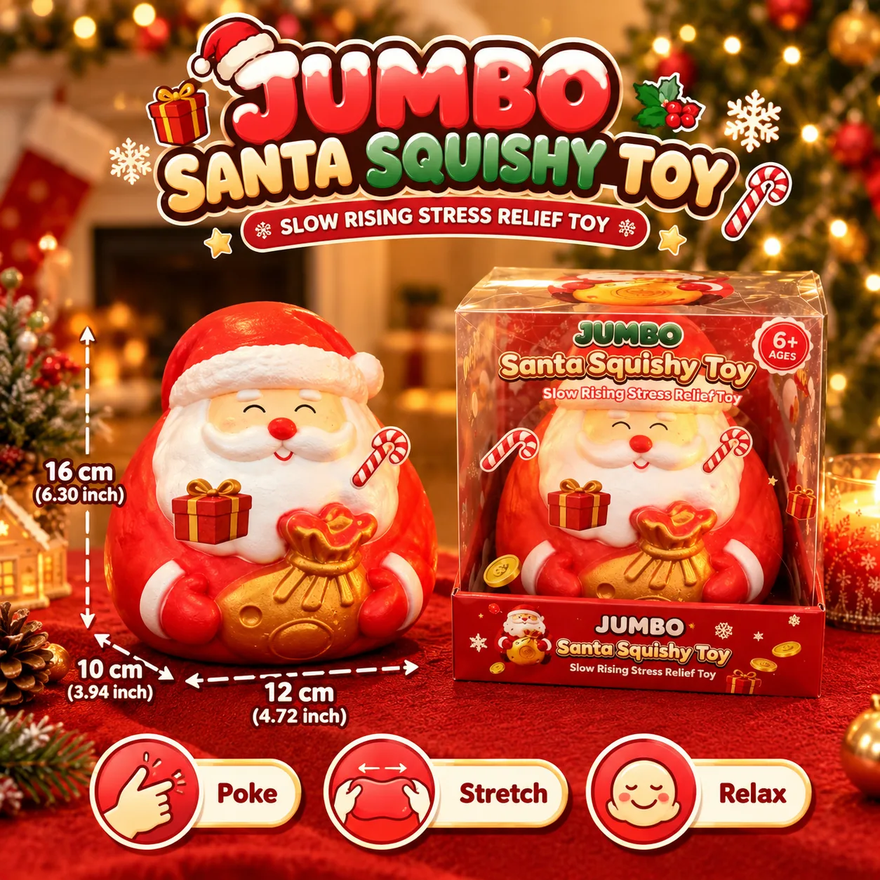 Jumbo Santa Claus Squishy Toy Slow-Rising Christmas Stress Relief Toy Wholesale Squishy Toy 3