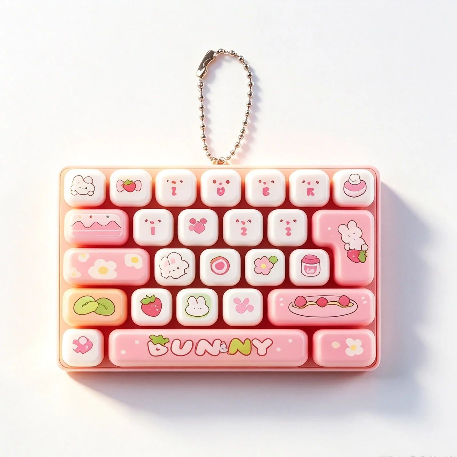 26-Key Keyboard Fidget Toy with Keychain - Animal Theme Mechanical Keyboard Stress Relief Keychain