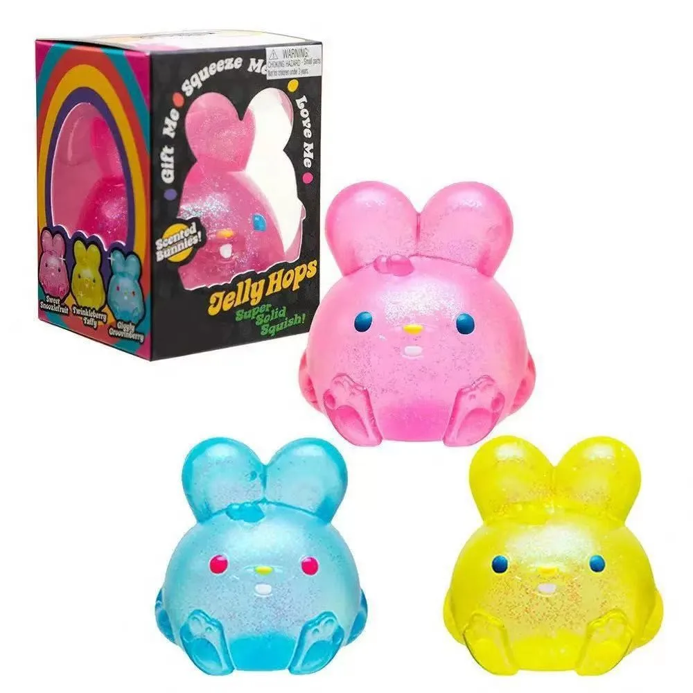 Jelly Hops Bunny Squishy Toy Soft TPR Glitter Stress Relief Squeeze Toy Wholesale Squishy Toy 6