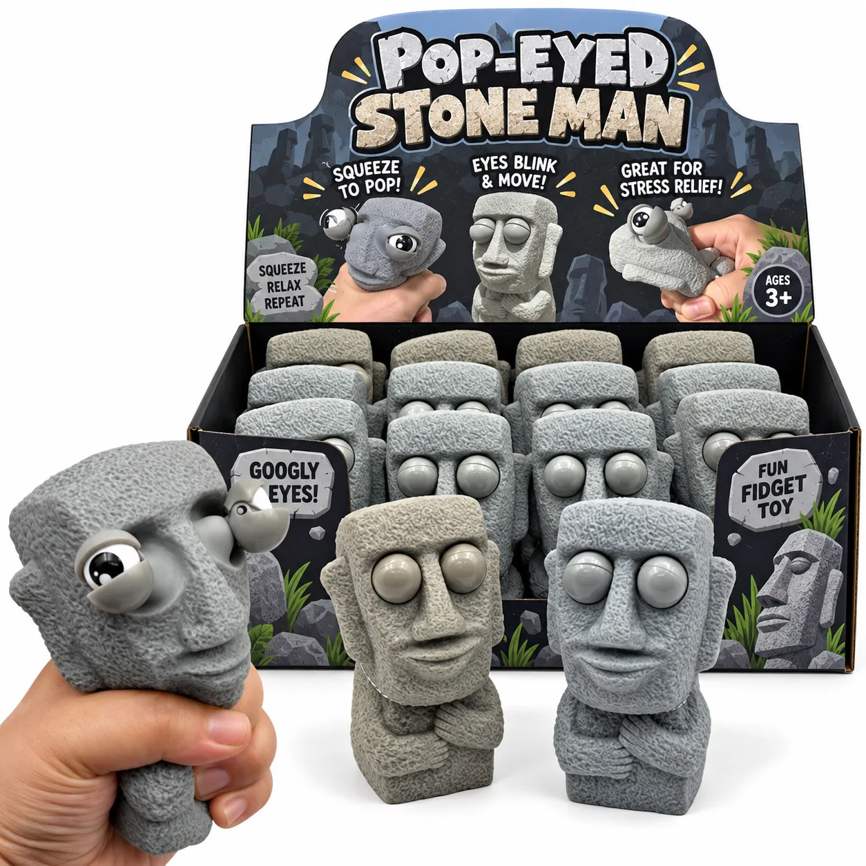 Pop-Eyed Stone Man Squishy Toy TPR Stress Relief Fidget Toy Wholesale Squishy Toy 5