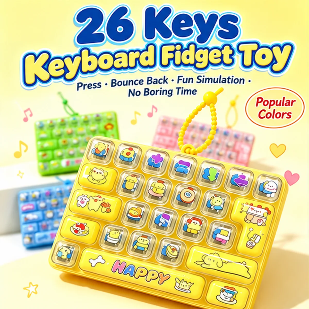 26-Key Fidget Keyboard Toy Keychain Animal Theme Stress Relief Squishy Keypad Wholesale Squishy Toy 4