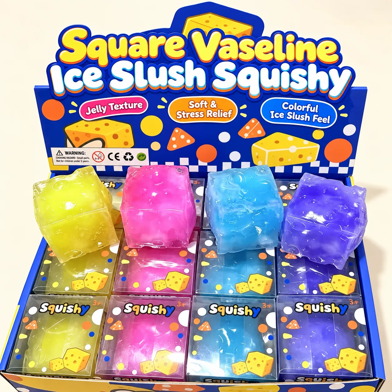 Vaseline Ice Slush Square Squishy Toy Slow Rising Jelly Stress Relief Toy Wholesale Squishy Toy 3