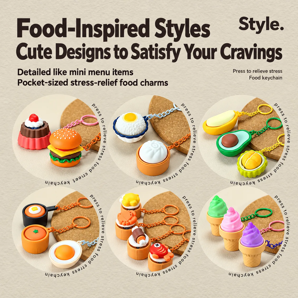 Realistic Steamed Bun & Fruit Squishy Keychain Toy Wholesale Squishy Toy 2