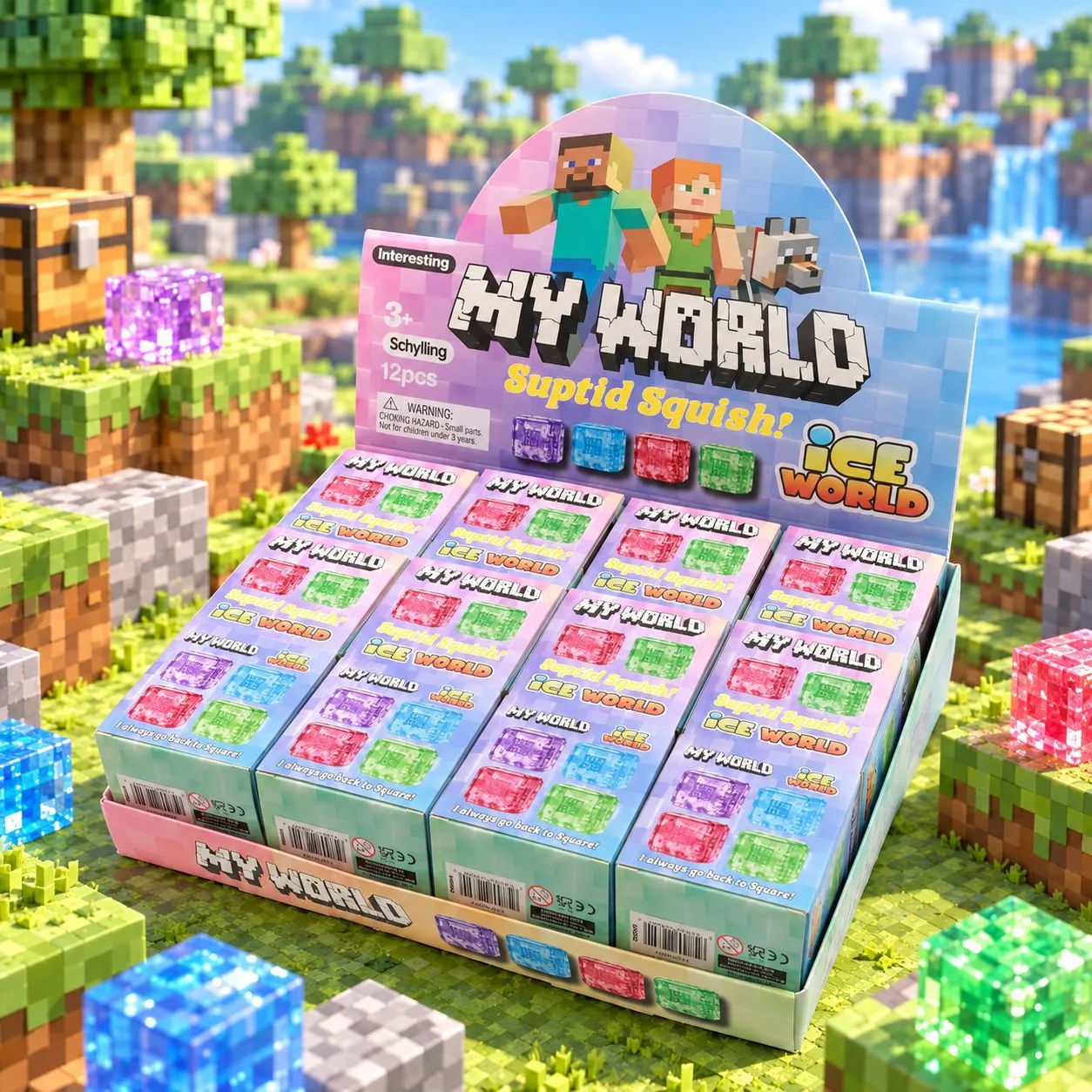 Pixel Block Squishy Toy Translucent TPR Stress Relief Cube Wholesale Squishy Toy 7