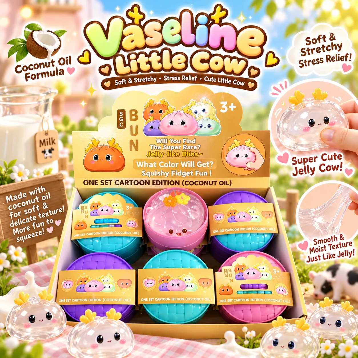Vaseline Bun Squishy Toy Soft Slow-Rebound Stress Relief Squishy