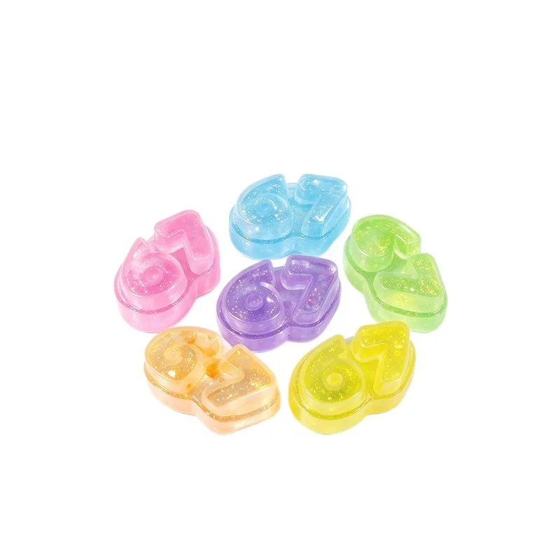 Glitter 67 Number Squishy Toy Soft TPR Stress Relief Toy Wholesale Squishy Toy 5