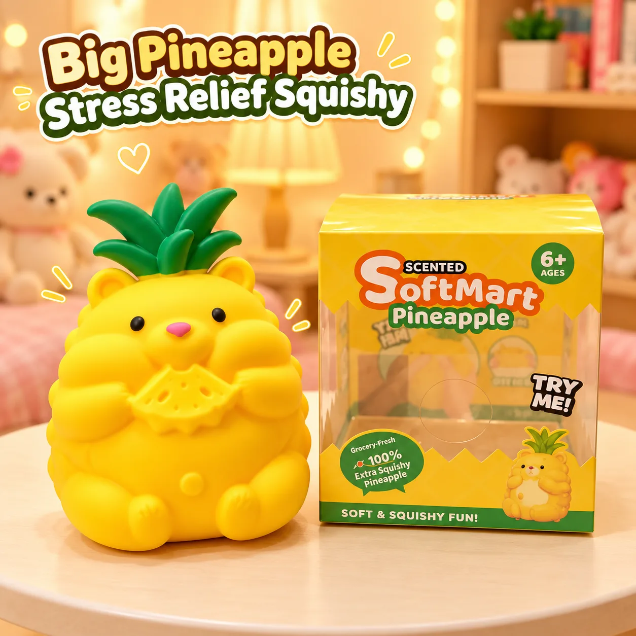 Pineapple Bear Squishy Toy Soft TPR Stress Relief Fidget Toy Wholesale Squishy Toy 8