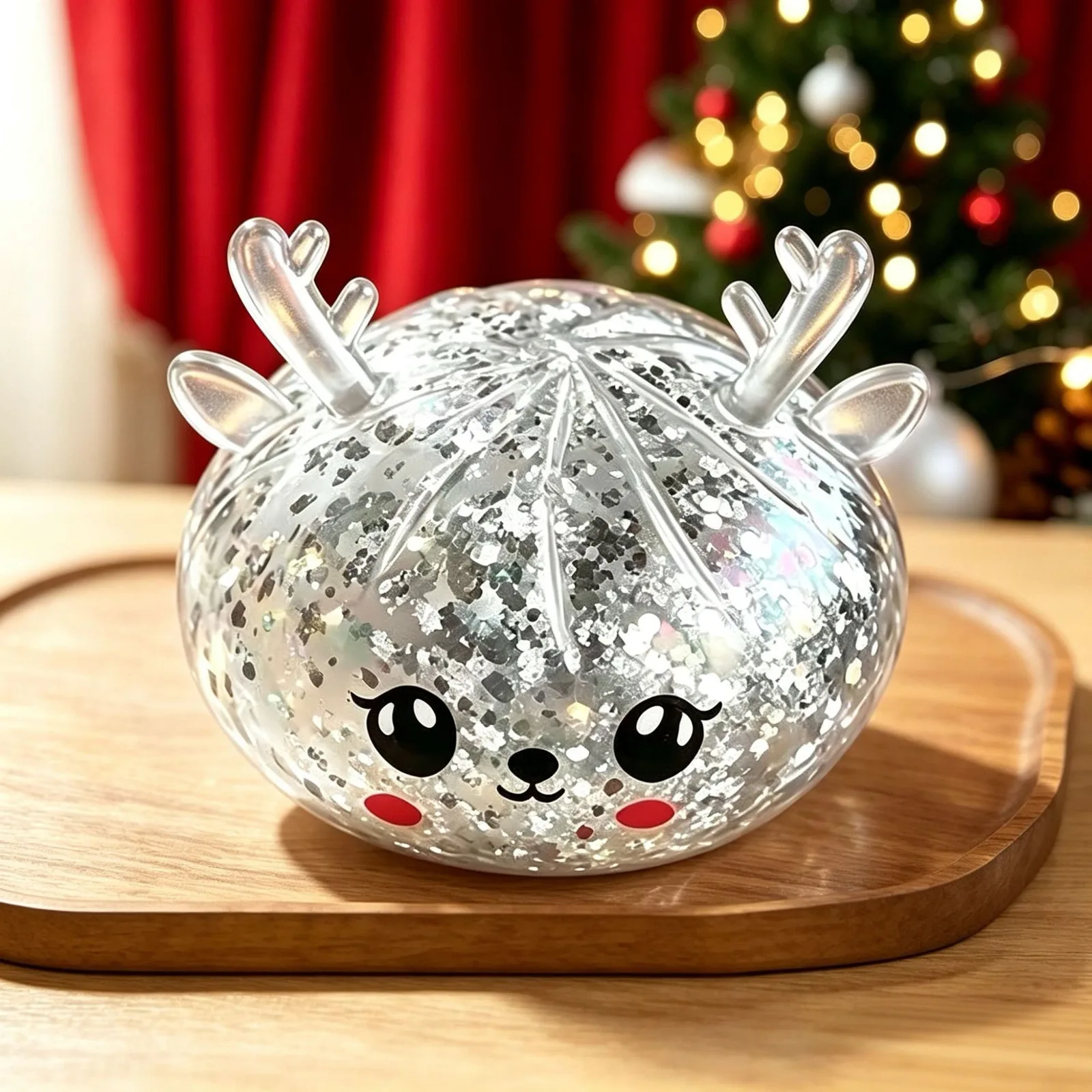 Christmas Reindeer Glitter Squishy Bun Stress Relief Toy Wholesale Squishy Toy 7