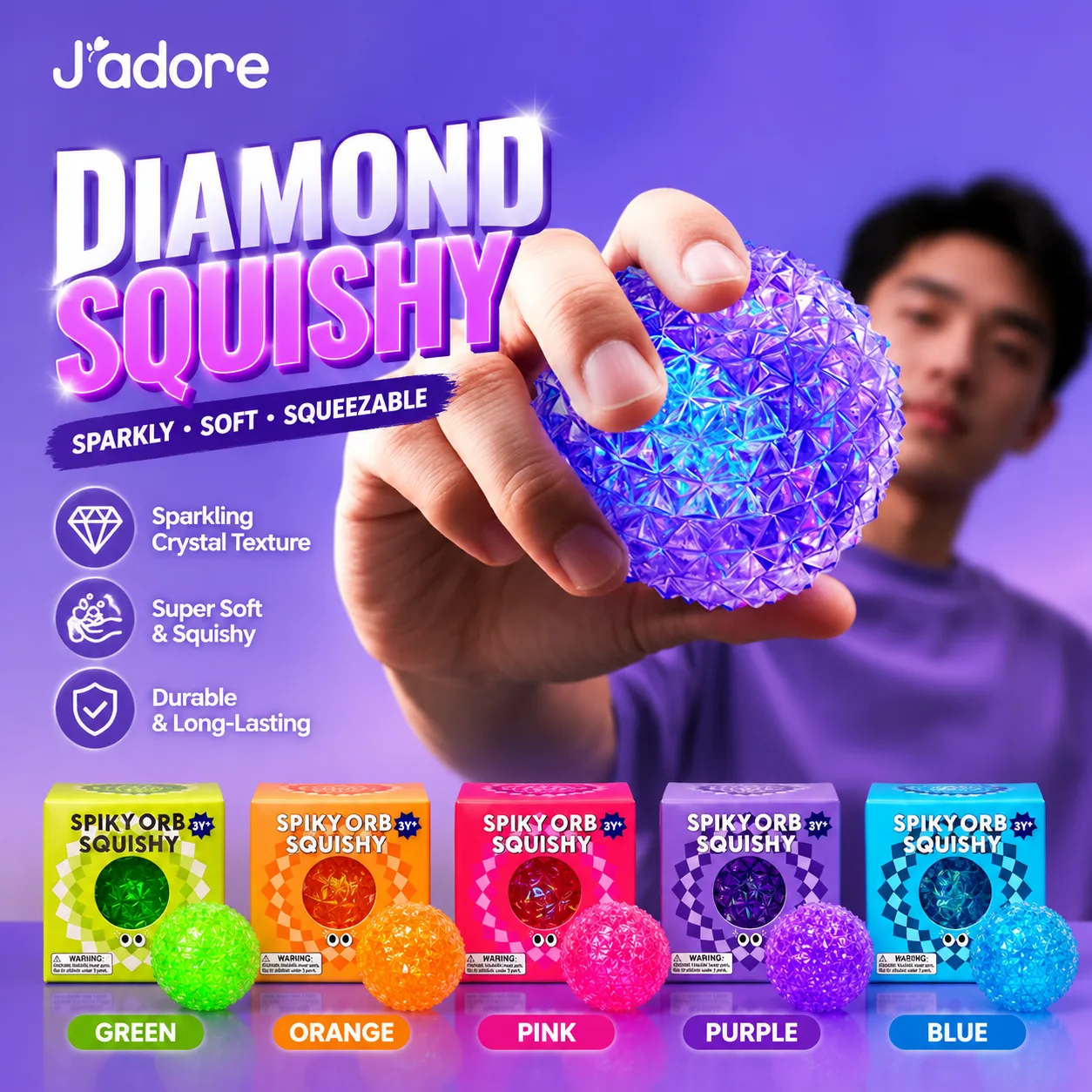 Diamond Squishy Ball Faceted Slow-Rising Stress Relief Toy Wholesale Squishy Toy 3
