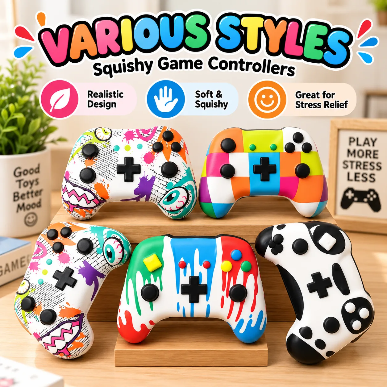 Squishy Game Controller Stress Relief Toy Slow Rising PU Squeeze Toy