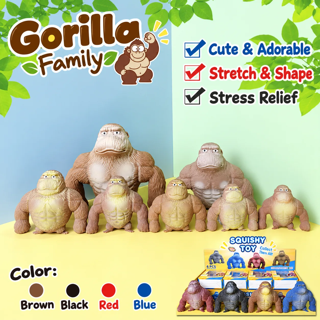 Muscular Gorilla Squishy Toy Stretchy Stress Relief Toy