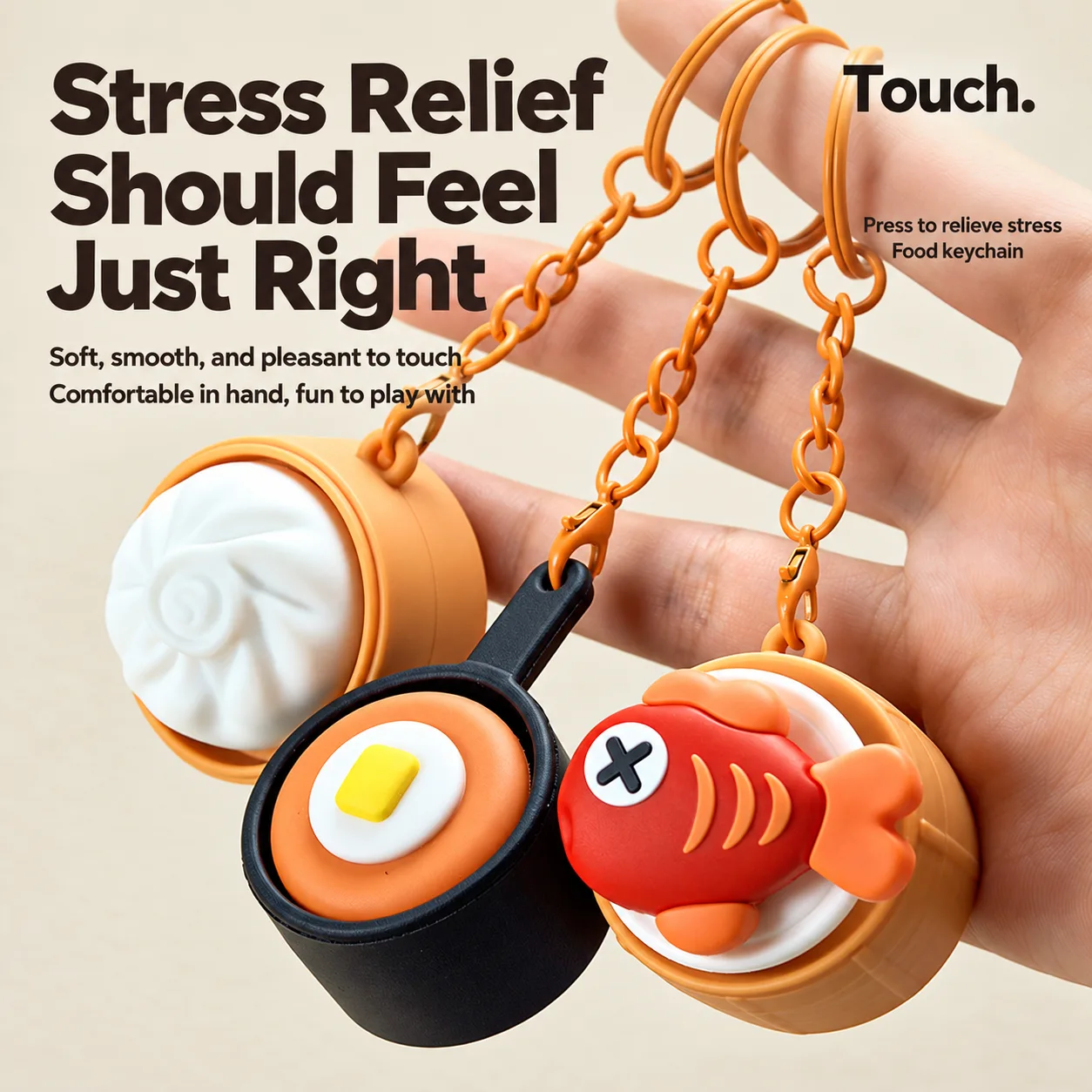 Realistic Steamed Bun & Fruit Squishy Keychain Toy Wholesale Squishy Toy 5