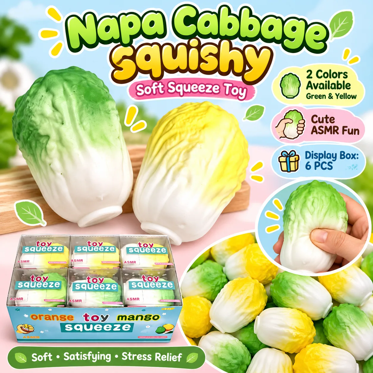 Napa Cabbage Crispy Squishy Toy Soft TPR Slow Rebound Stress Relief Toy Wholesale Napa Cabbage Crispy Squishy Toy Soft TPR Slow Rebound Stress Relief Toy Wholesale Squishy Toy