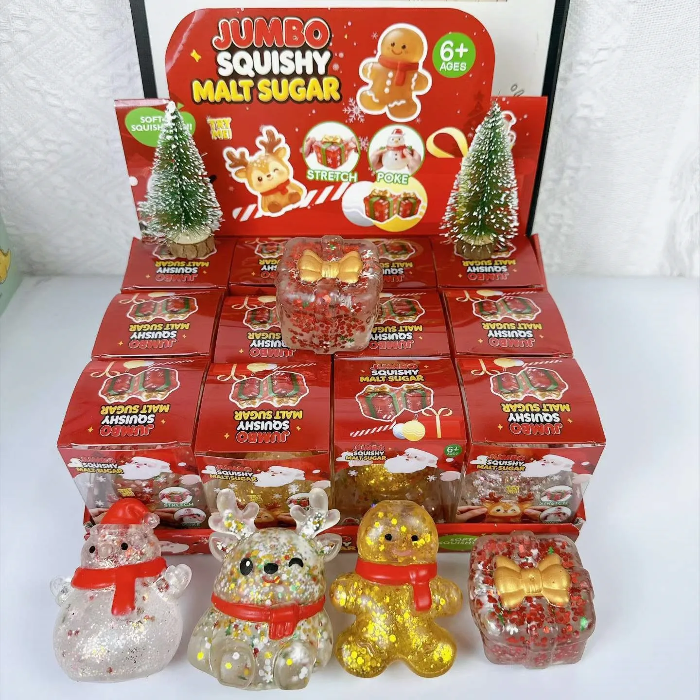 Christmas Reindeer Snowman Gingerbread Man Malt Sugar Slow Rising Squishy Toy