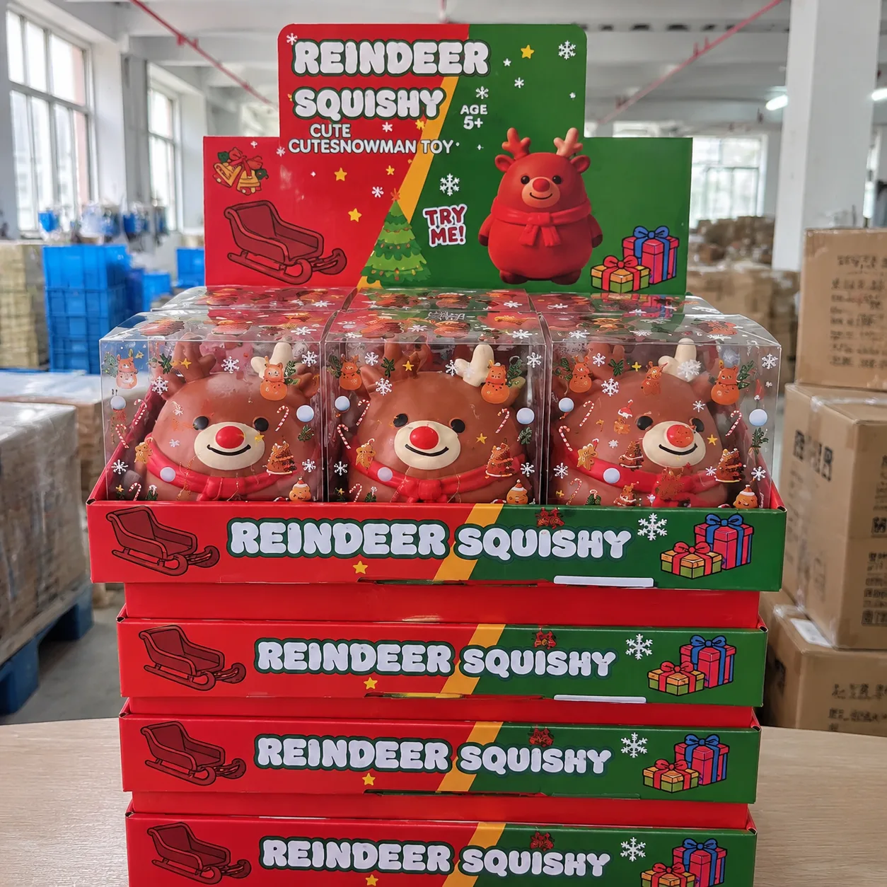 Christmas Chubby Reindeer Squishy Toy Slow Rising Stress Relief Toy Wholesale Squishy Toy 5