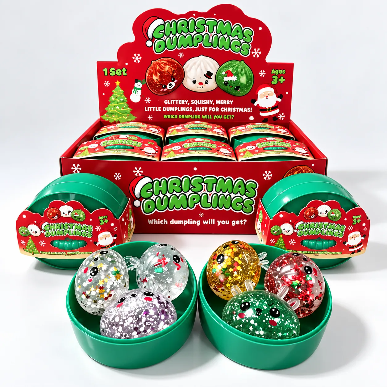 Christmas Dumpling Squishy Toy Glitter Stress Relief Fidget Wholesale Squishy Toy 3