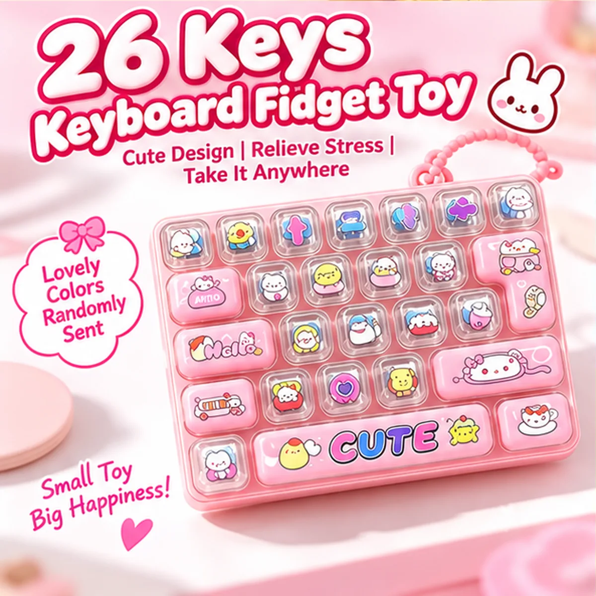 26-Key Fidget Keyboard Toy Keychain Animal Theme Stress Relief Squishy Keypad Wholesale Squishy Toy 7