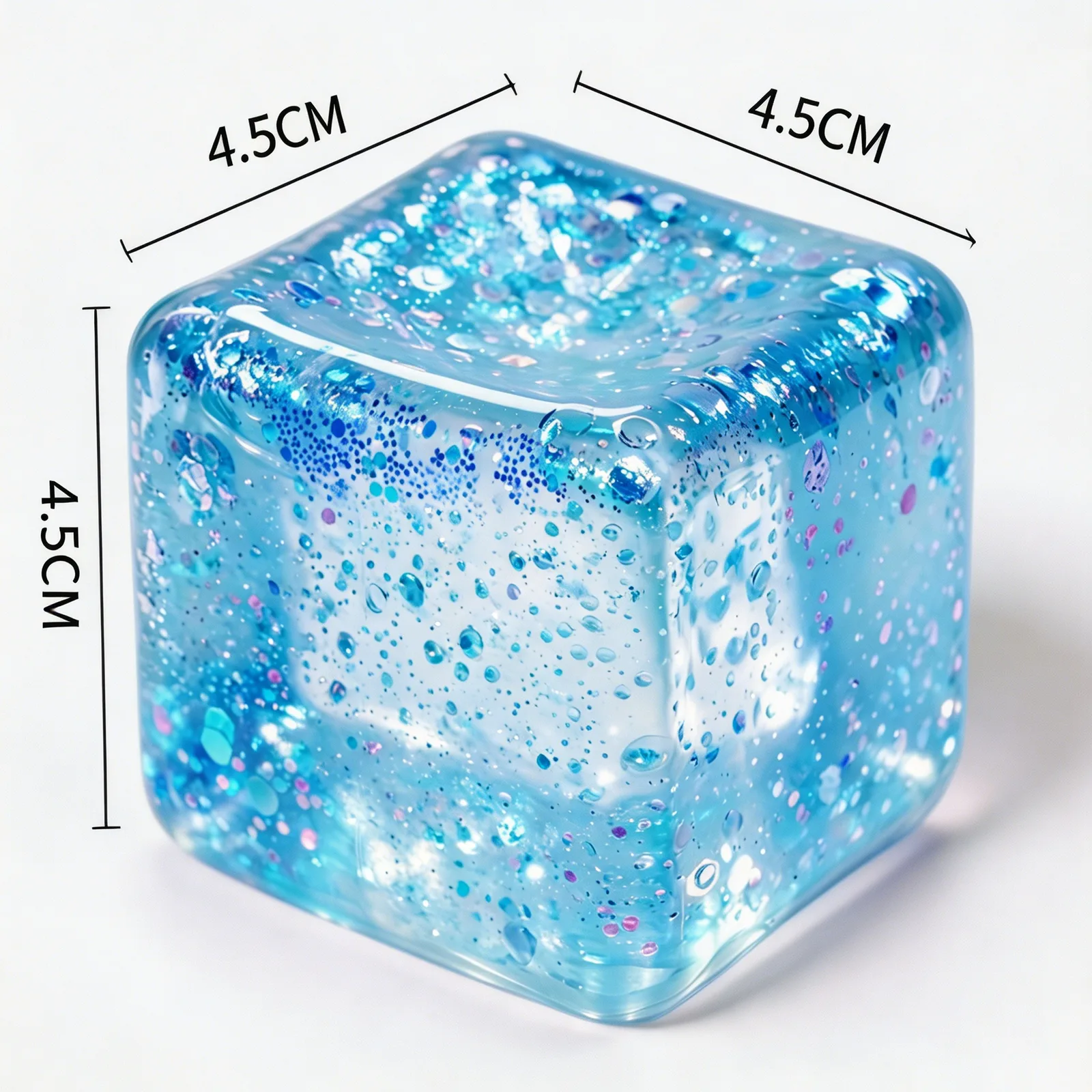 Glitter Ice Cube Squishy Toy Soft TPR Stress Relief Cube Wholesale Squishy Toy 3