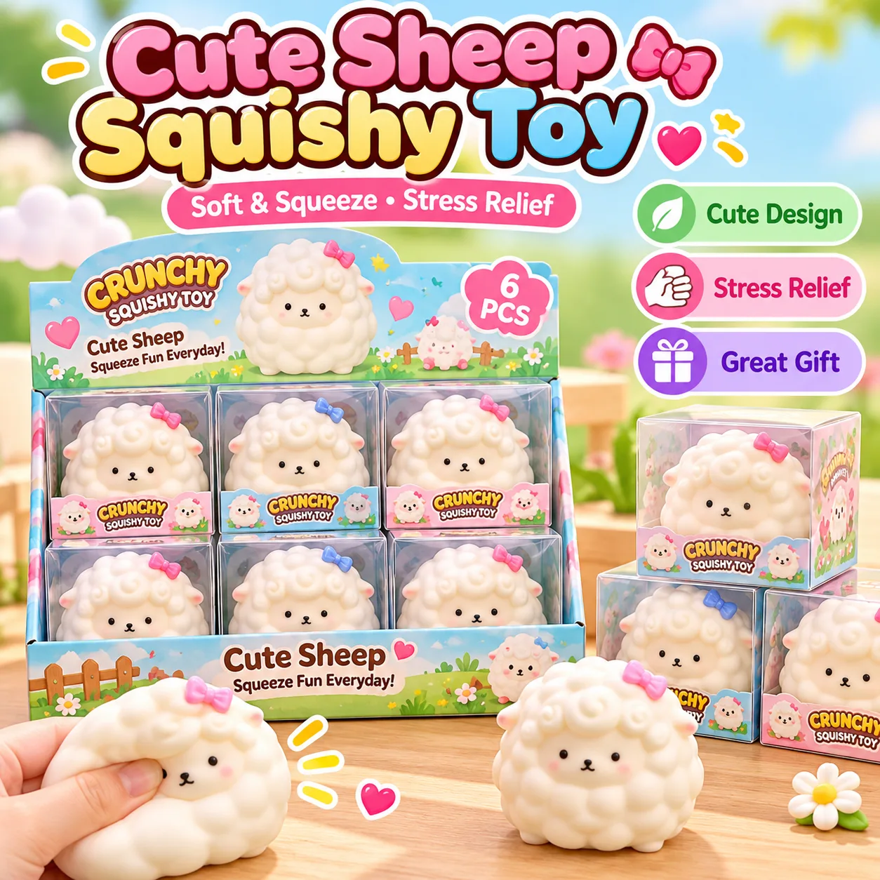 TPR Sheep Squishy Toy Soft Stress Relief Lamb Squishy Wholesale Squishy Toy 6