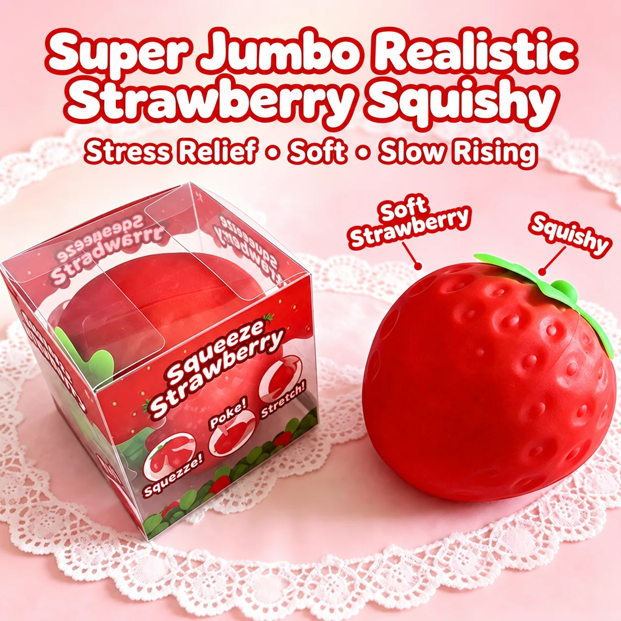 Large Realistic Strawberry Squishy Toy Slow Rising Stress Relief Toy Wholesale Squishy Toy 5
