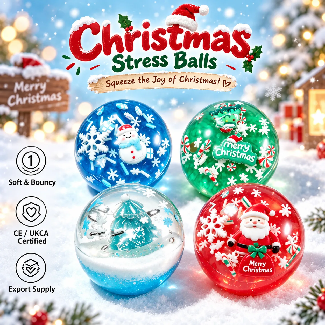Christmas Squishy Stress Ball Toy Slow Rising Holiday Fidget Wholesale Squishy Toy 5