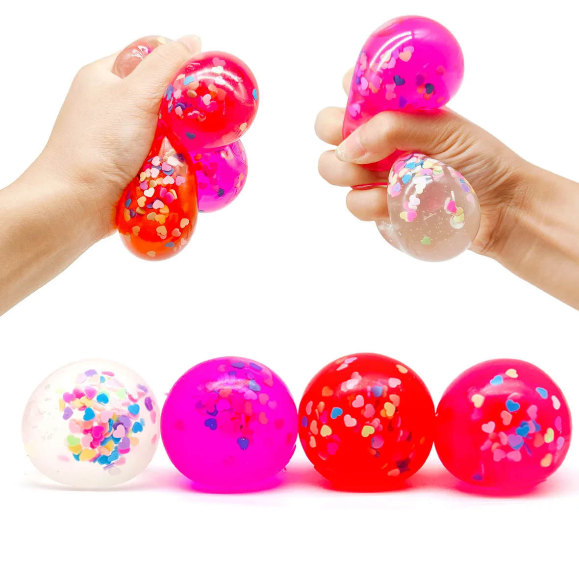 Valentine's Heart Confetti Squishy Ball Stress Relief Toy Wholesale Squishy Toy 4