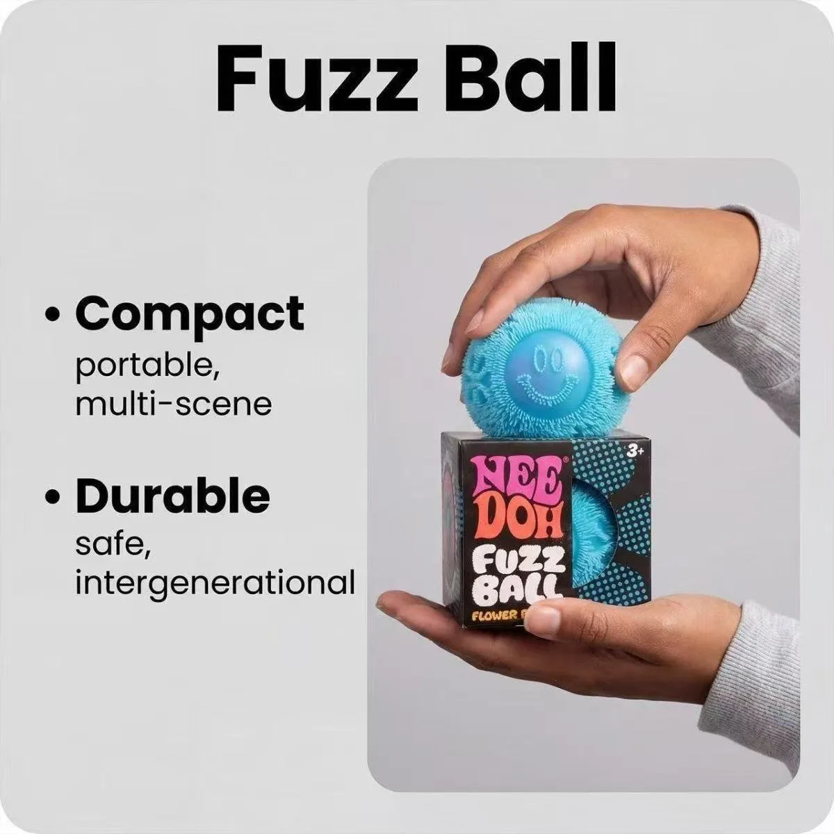 NeeDoh Fuzz Ball Squishy Toy Fuzzy Smiley Flower Stress Relief Ball Wholesale Squishy Toy 2