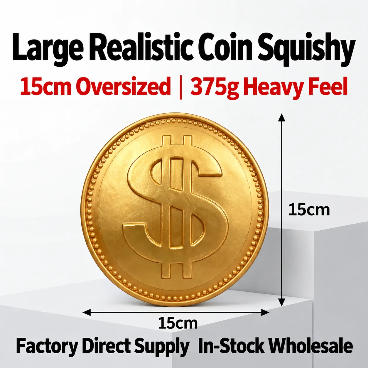 Oversized Gold Dollar Coin Squishy Toy Slow-Rising Stress Relief Toy Wholesale Squishy Toy 3