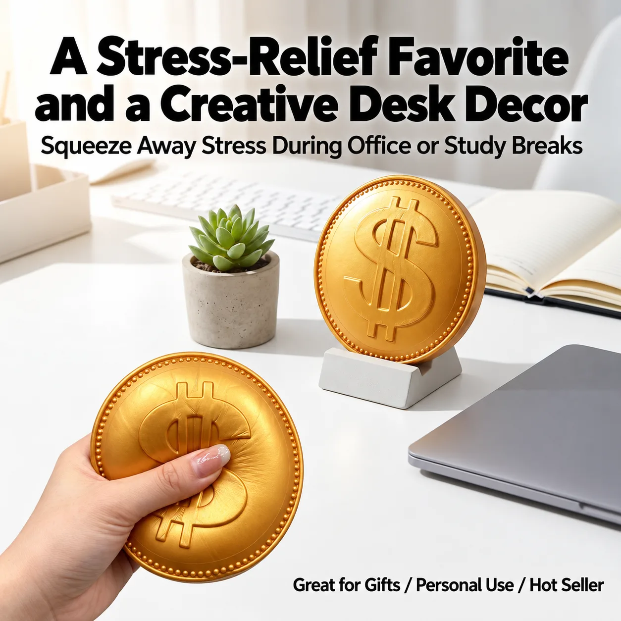 Oversized Gold Dollar Coin Squishy Toy Slow-Rising Stress Relief Toy Wholesale Squishy Toy 4