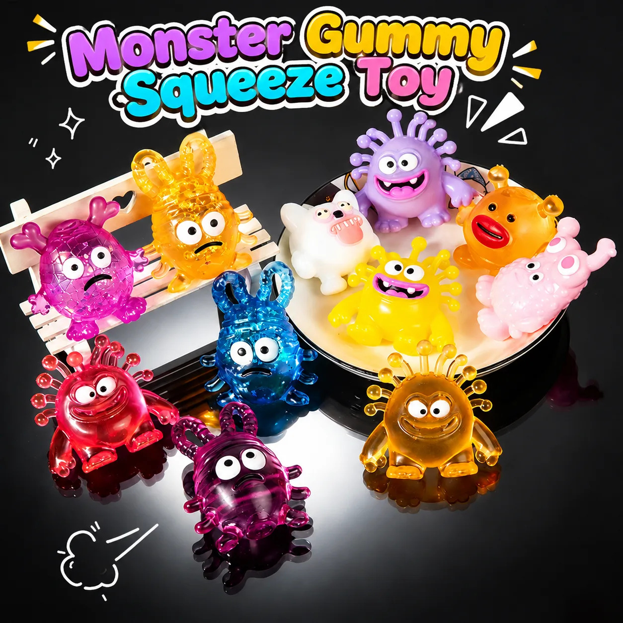 Monster Squishy Toy Glitter TPR Stress Relief Squeeze Ball Wholesale Squishy Toy 11