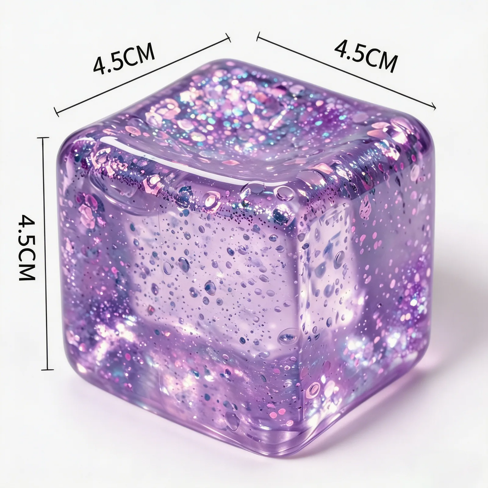 Glitter Ice Cube Squishy Toy Soft TPR Stress Relief Cube Wholesale Squishy Toy 4