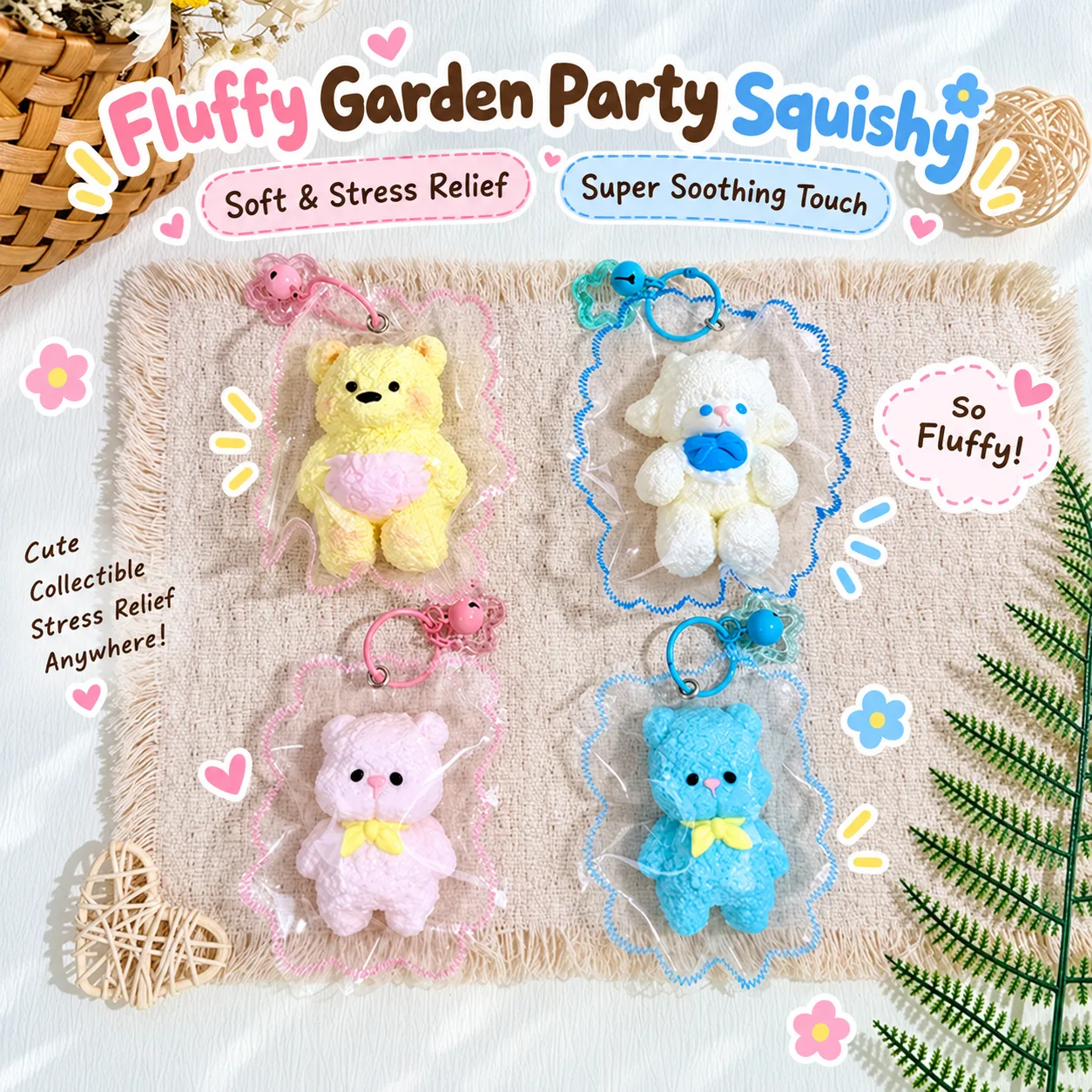 Fluffy Bear Squishy Keychain Toy Slow Rising Stress Relief Toy Wholesale Squishy Toy 7