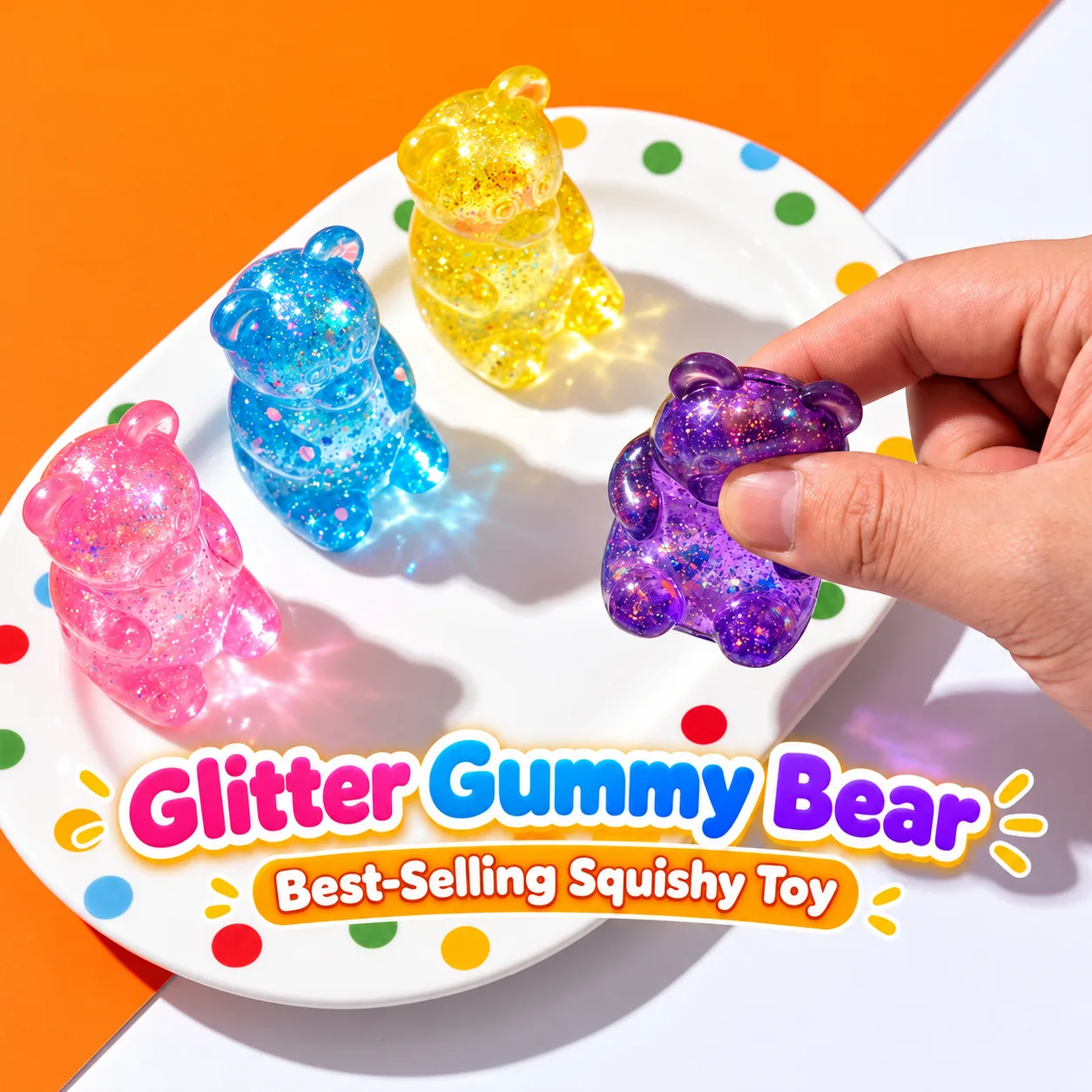 Glitter Gummy Bear Squishy Toy Soft TPR Slow-Rebound Stress Relief Fidget Wholesale Squishy Toy 5