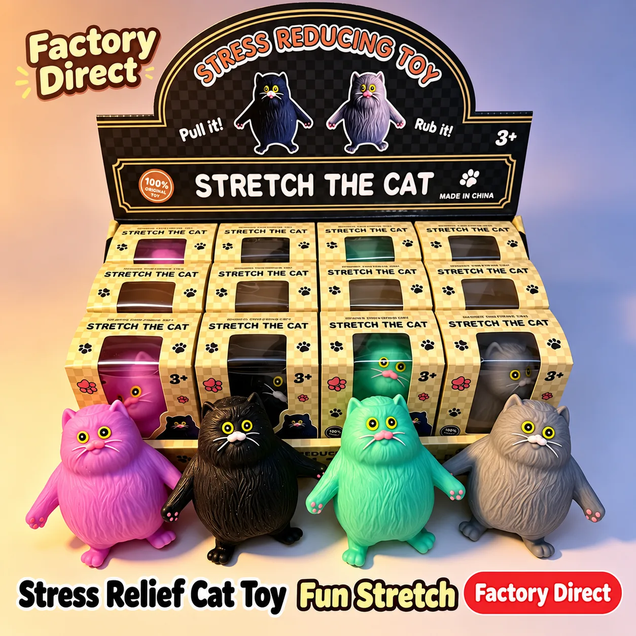 Stretch the Cat Squishy Toy - Chubby Stretchy Cat Stress Relief Toy Wholesale Squishy Toy 5