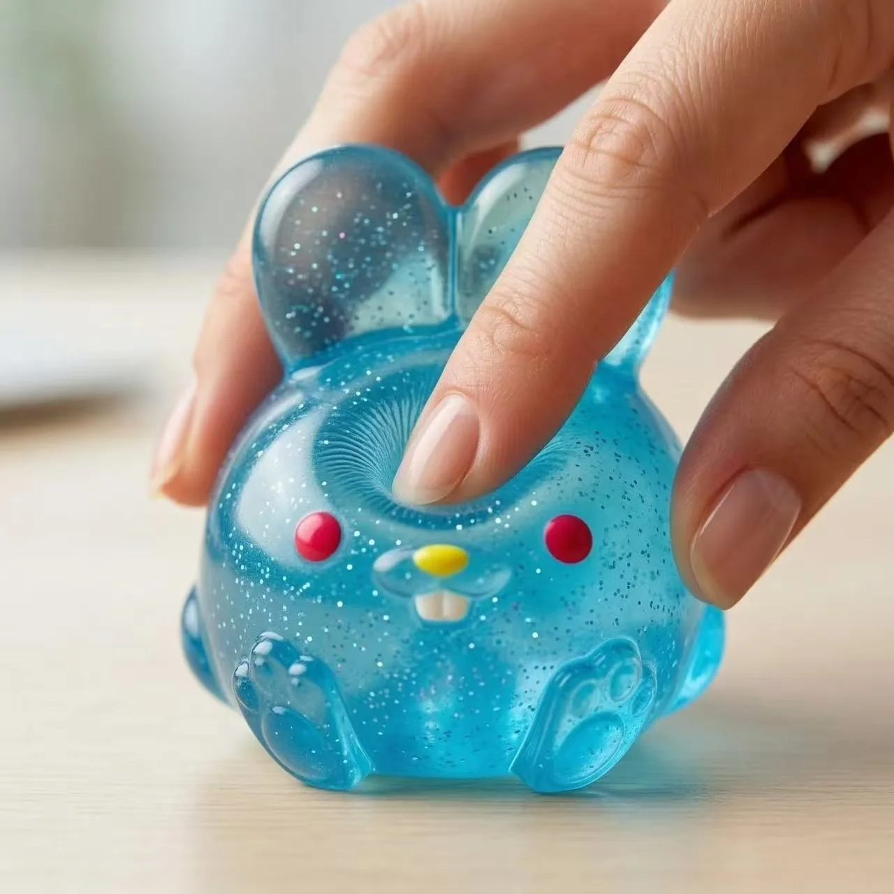 Jelly Hops Bunny Squishy Toy Soft TPR Glitter Stress Relief Squeeze Toy Wholesale Squishy Toy 2