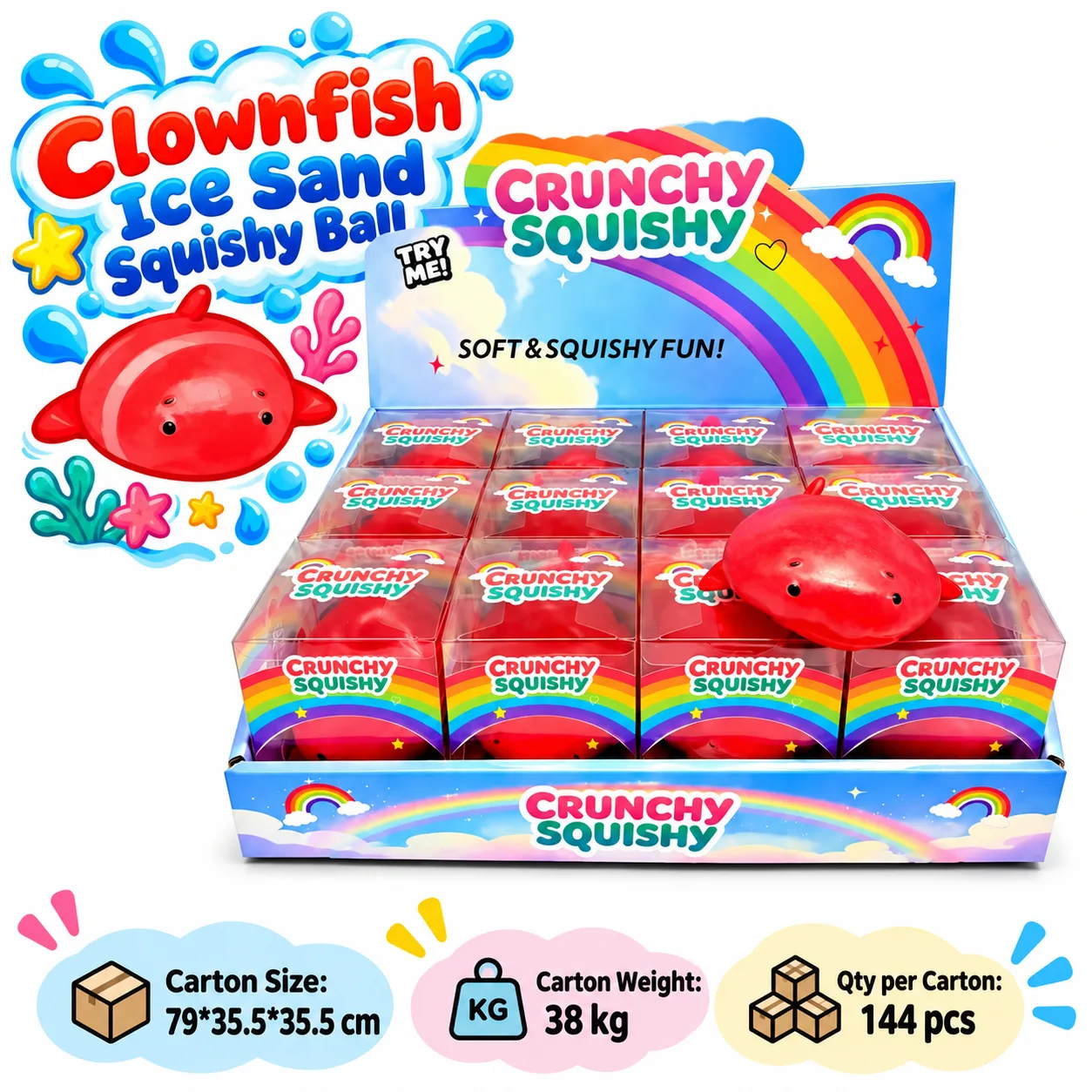 Clownfish Ice Sand Squishy Ball Stress Relief Toy Wholesale Squishy Toy 4