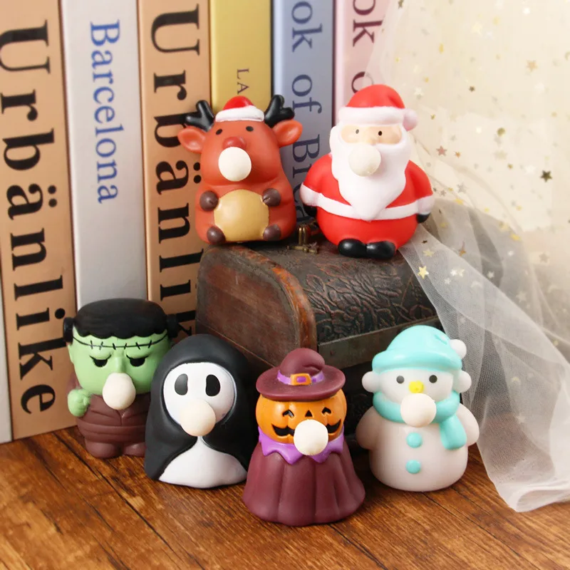 Christmas Bubble Blowing Squishy Toy Keychain Stress Relief Toy Wholesale Squishy Toy 6
