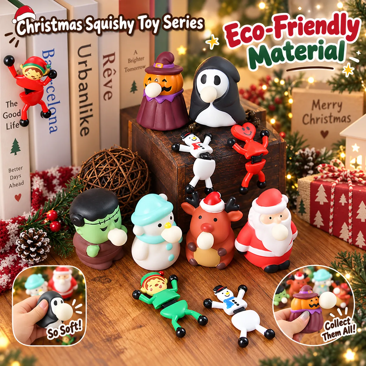 Christmas Bubble Blowing Squishy Toy Keychain Stress Relief Toy Wholesale Squishy Toy 7