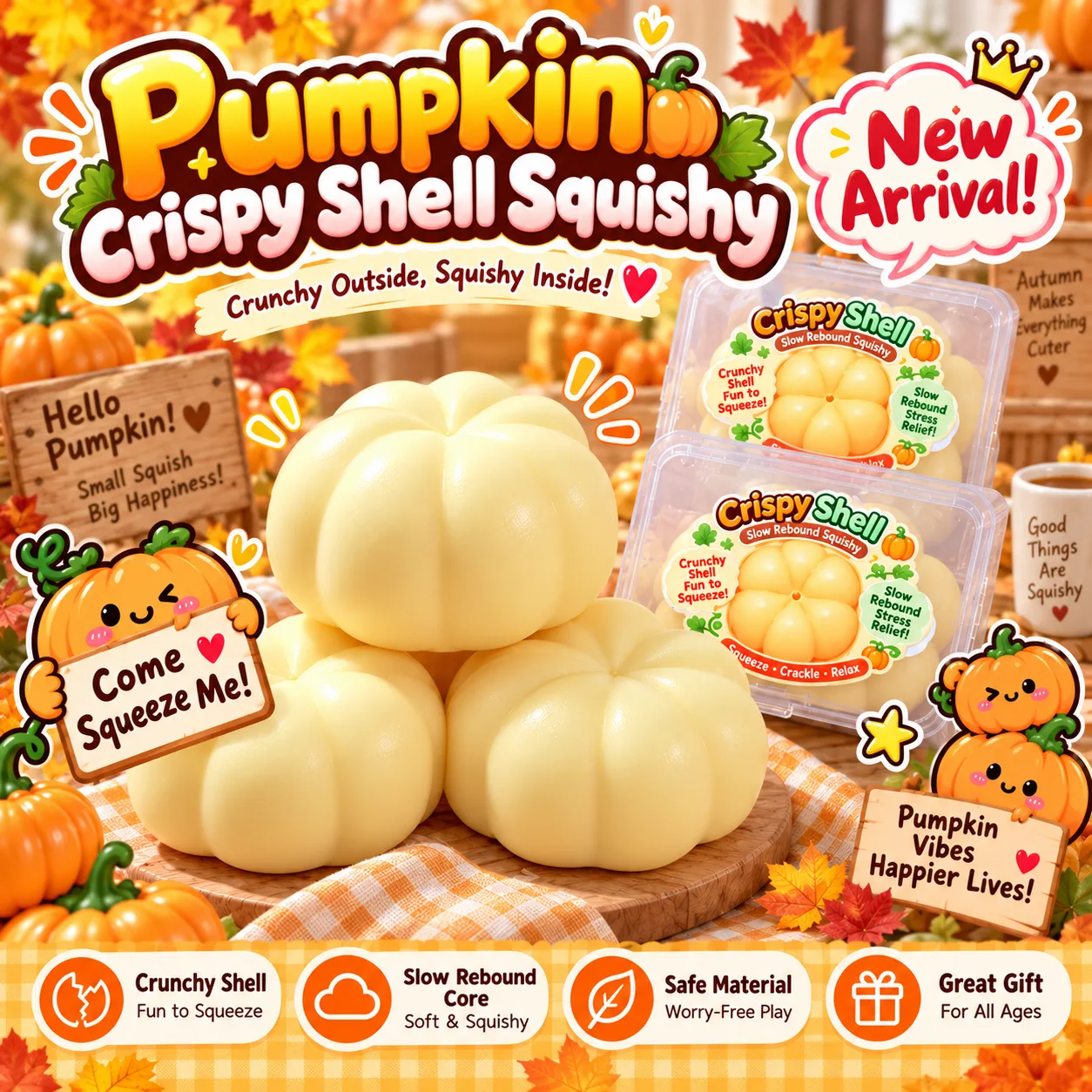 Crispy Shell Slow Rebound Pumpkin Squishy Toy 2-in-1 Stress Relief Toy Wholesale Squishy Toy 7