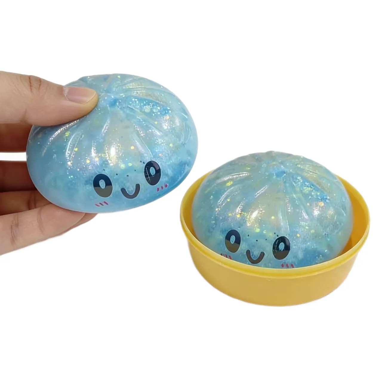 Kawaii Glitter Steamed Bun Squishy Toy Glow-in-the-Dark Stress Relief Fidget Wholesale Squishy Toy 2