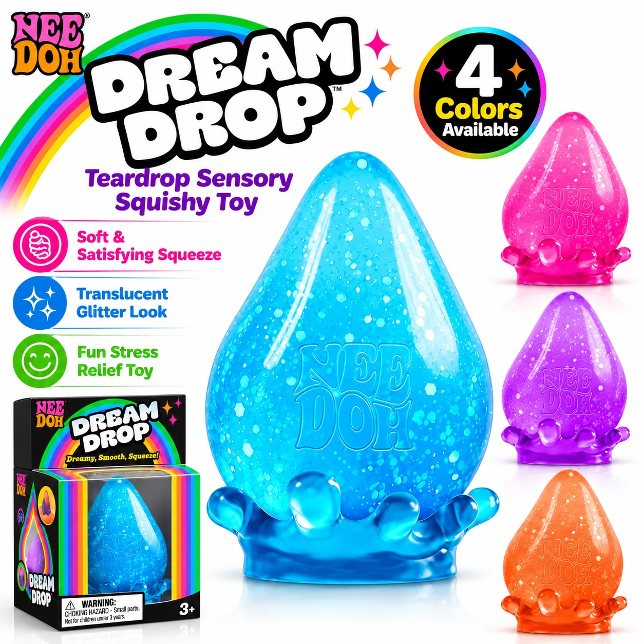 Dream Drop Teardrop Squishy Toy Glitter Sensory Stress Relief Toy