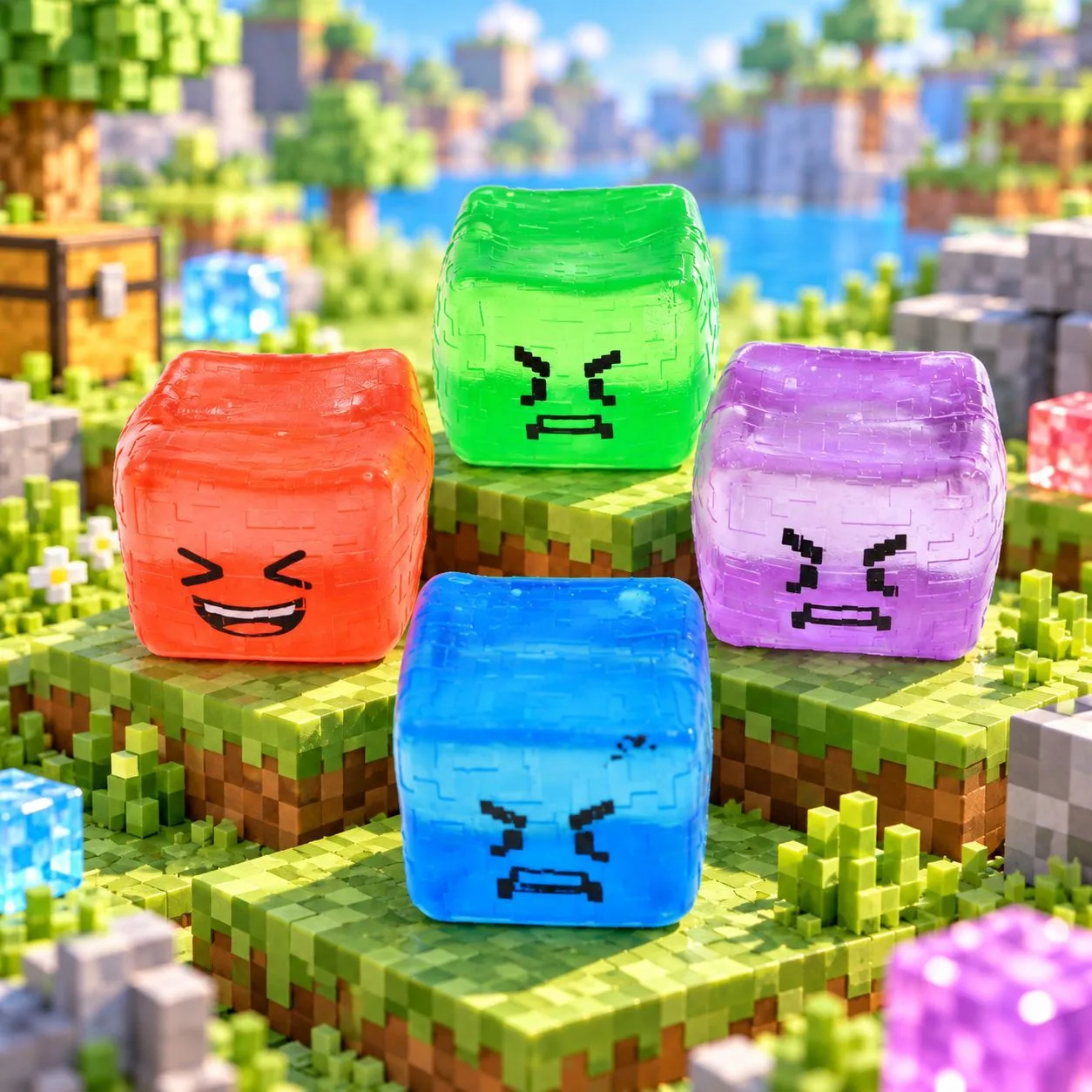 Pixel Block Squishy Toy Translucent TPR Stress Relief Cube Wholesale Squishy Toy 8