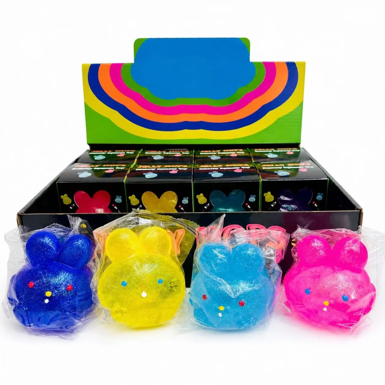 Jelly Hops Bunny Squishy Toy Soft TPR Glitter Stress Relief Squeeze Toy Wholesale Squishy Toy 7