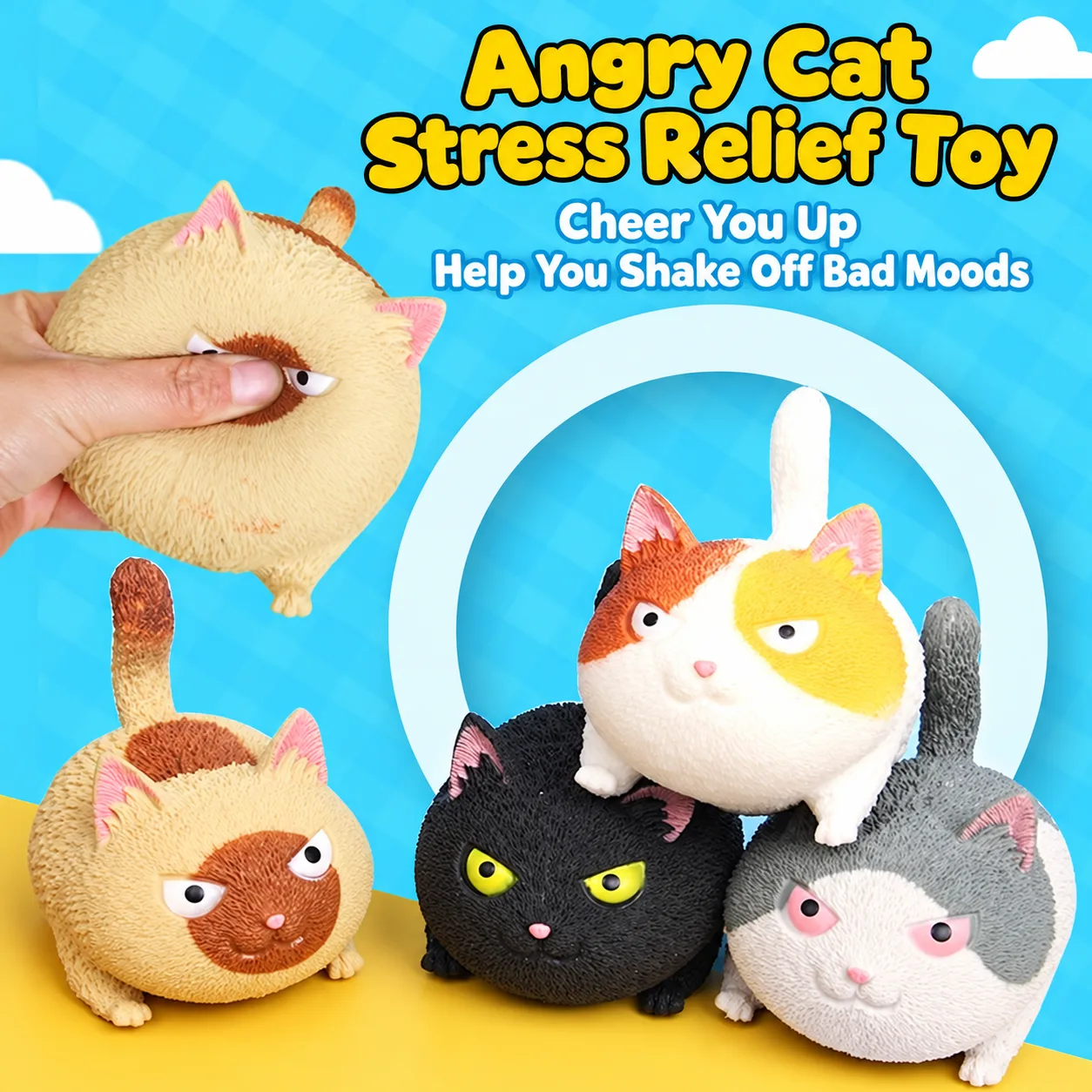 Angry Cat Squishy Toy Soft Cat Stress Relief Squeeze Toy Wholesale Squishy Toy 8