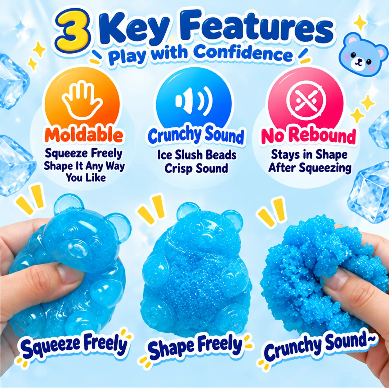 Crunchy Ice Slush Bear Squishy Toy DIY Moldable Stress Relief Toy Wholesale Squishy Toy 2