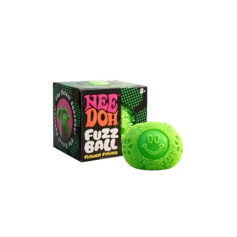 NeeDoh Fuzz Ball Squishy Toy Fuzzy Smiley Flower Stress Relief Ball Wholesale Squishy Toy 5